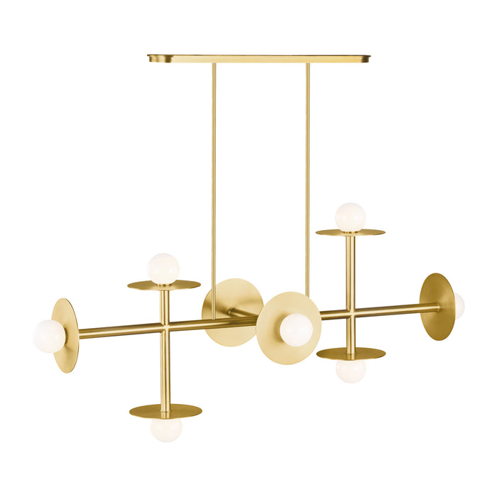 Myhouse Lighting Visual Comfort Studio - KC1008BBS - Eight Light Linear Chandelier - Nodes - Burnished Brass