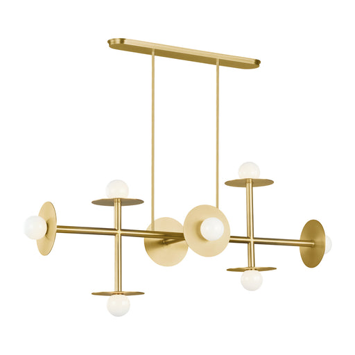 Myhouse Lighting Visual Comfort Studio - KC1008BBS - Eight Light Linear Chandelier - Nodes - Burnished Brass