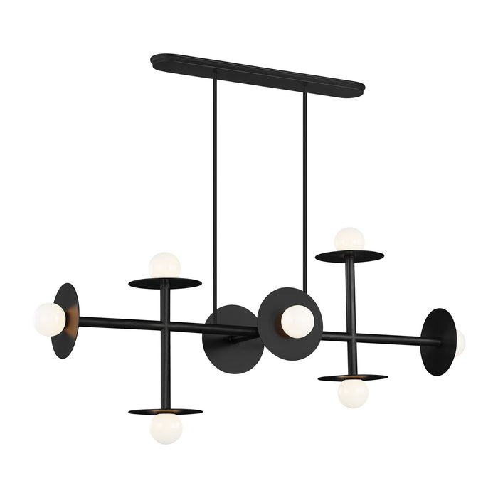 Myhouse Lighting Visual Comfort Studio - KC1008MBK - Eight Light Linear Chandelier - Nodes - Midnight Black