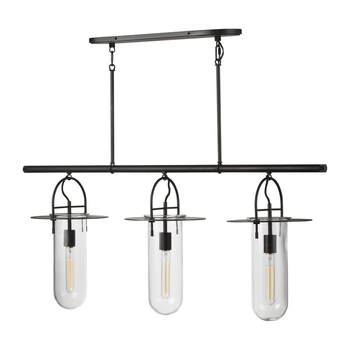 Myhouse Lighting Visual Comfort Studio - KC1023AI - Three Light Linear Chandelier - Nuance - Aged Iron