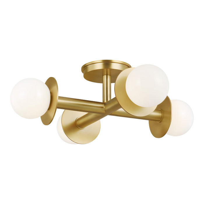 Myhouse Lighting Visual Comfort Studio - KF1034BBS - Four Light Flush Mount - Nodes - Burnished Brass