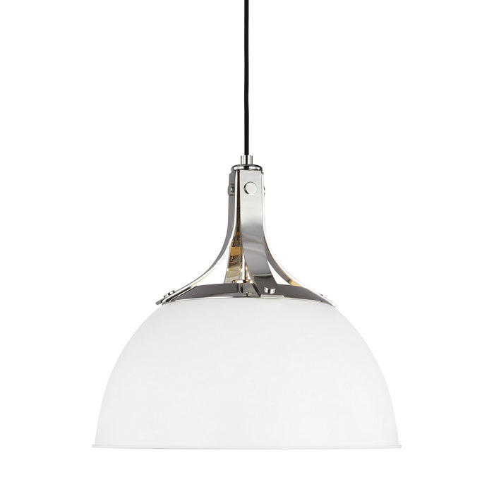 Myhouse Lighting Visual Comfort Studio - TP1061PN/MWT - One Light Pendant - Logan - Polished Nickel