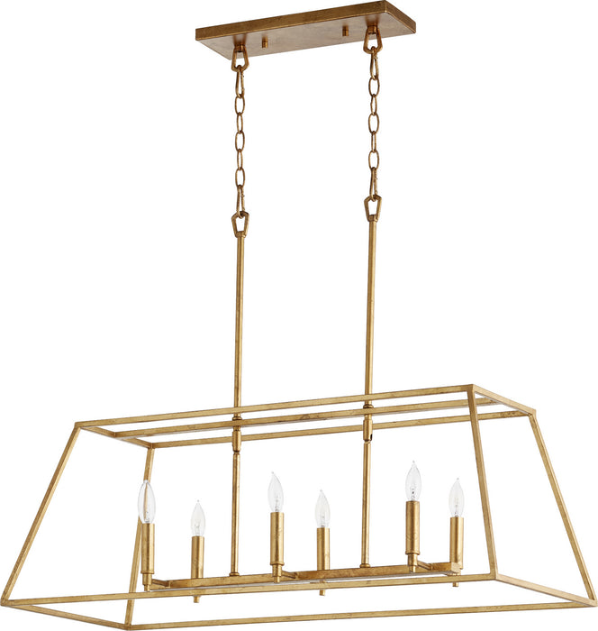 Myhouse Lighting Quorum - 654-6-74 - Six Light Pendant - Gabriel - Gold Leaf