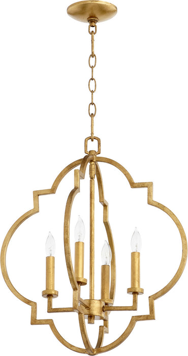 Myhouse Lighting Quorum - 6842-4-74 - Four Light Entry Pendant - Dublin - Gold Leaf