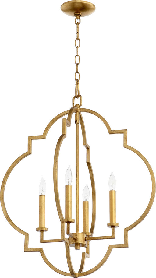 Myhouse Lighting Quorum - 6942-4-74 - Four Light Entry Pendant - Dublin - Gold Leaf