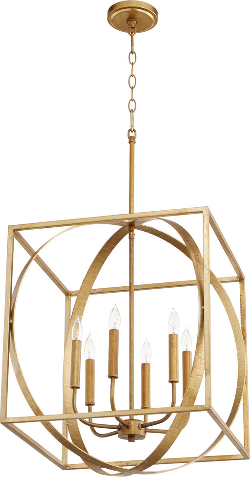 Myhouse Lighting Quorum - 8150-6-74 - Six Light Pendant - Cube and Sphere Pendants - Gold Leaf