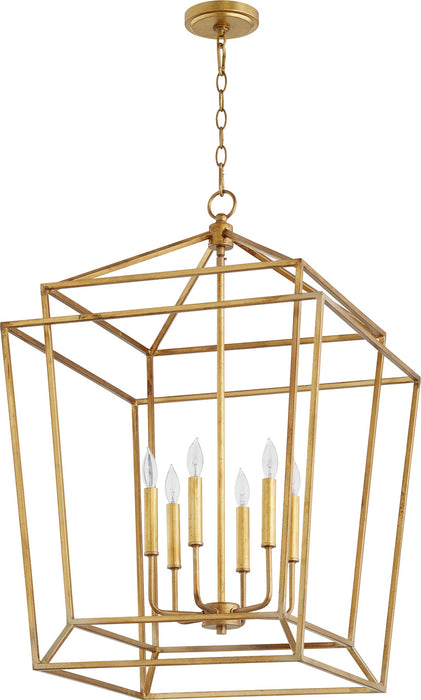 Myhouse Lighting Quorum - 8807-6-74 - Six Light Entry Pendant - Monument - Gold Leaf