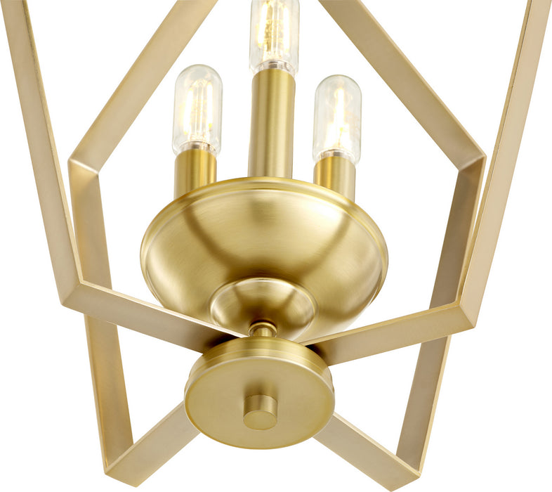 Myhouse Lighting Quorum - 894-3-80 - Three Light Entry Pendant - 3LT Entry Series - Aged Brass