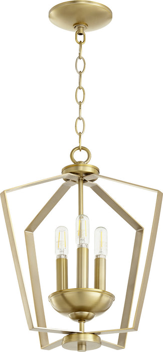 Myhouse Lighting Quorum - 894-3-80 - Three Light Entry Pendant - 3LT Entry Series - Aged Brass