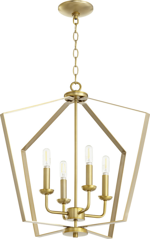 Myhouse Lighting Quorum - 894-4-80 - Four Light Entry Pendant - 4LT Entry Series - Aged Brass