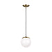 Myhouse Lighting Visual Comfort Studio - 6018-848 - One Light Pendant - Leo - Hanging Globe - Satin Brass