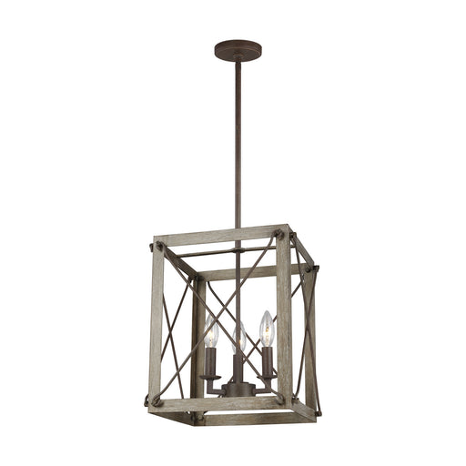 Myhouse Lighting Visual Comfort Studio - 6526303-872 - Three Light Hall / Foyer Pendant - Thornwood - Washed Pine