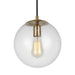 Myhouse Lighting Visual Comfort Studio - 6601801-848 - One Light Pendant - Leo - Hanging Globe - Satin Brass