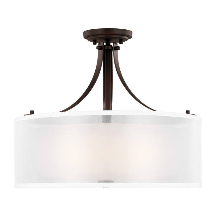 Myhouse Lighting Generation Lighting - 7737303-710 - Three Light Semi-Flush Mount - Elmwood Park - Bronze