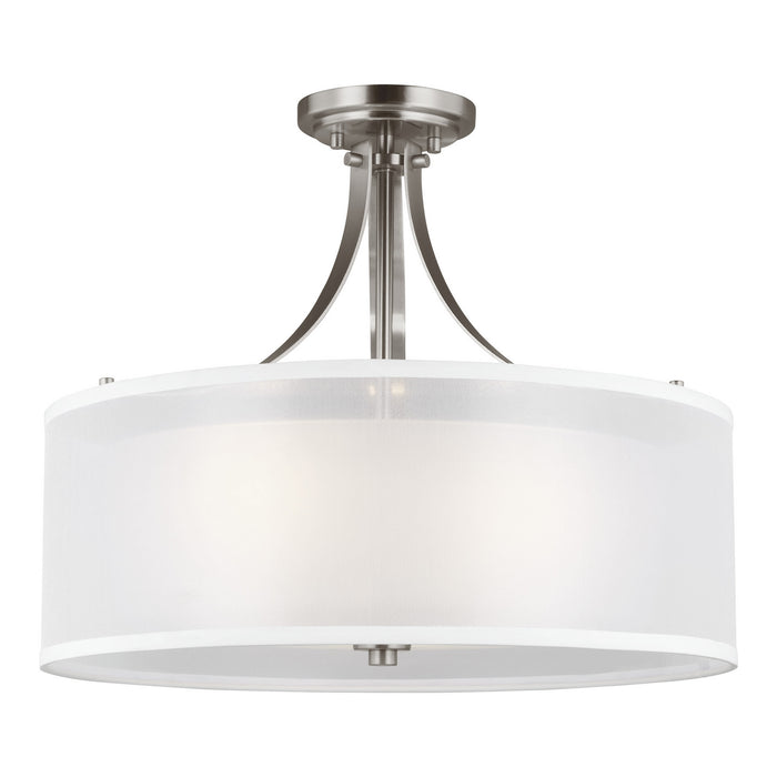 Myhouse Lighting Generation Lighting - 7737303-962 - Three Light Semi-Flush Mount - Elmwood Park - Brushed Nickel