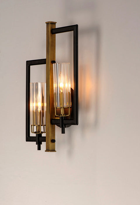 Myhouse Lighting Maxim - 16112CLBKAB - Two Light Wall Sconce - Flambeau - Black / Antique Brass