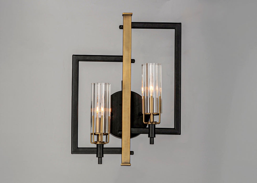 Myhouse Lighting Maxim - 16112CLBKAB - Two Light Wall Sconce - Flambeau - Black / Antique Brass