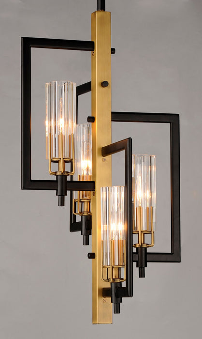 Myhouse Lighting Maxim - 16114CLBKAB - Four Light Chandelier - Flambeau - Black / Antique Brass