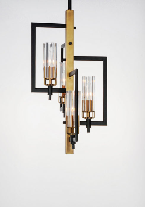 Myhouse Lighting Maxim - 16114CLBKAB - Four Light Chandelier - Flambeau - Black / Antique Brass