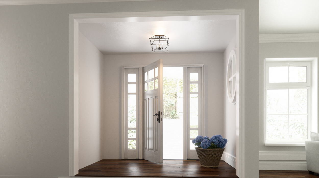 Myhouse Lighting Quoizel - GLY1714BA - Four Light Semi-Flush Mount - Gallery - Royal Ebony