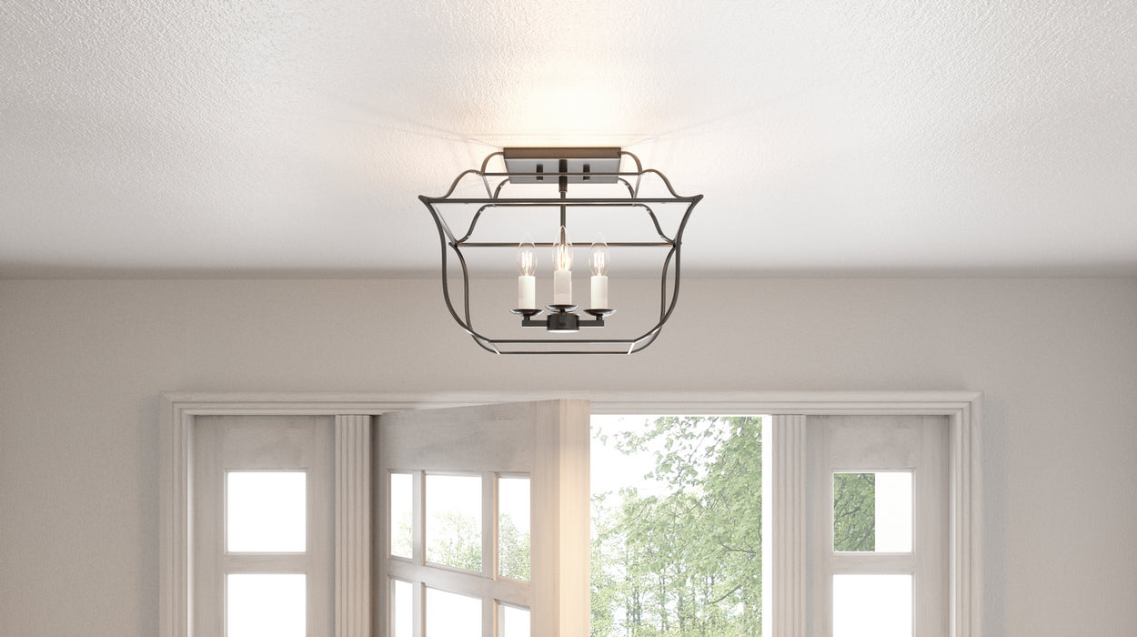 Myhouse Lighting Quoizel - GLY1714BA - Four Light Semi-Flush Mount - Gallery - Royal Ebony