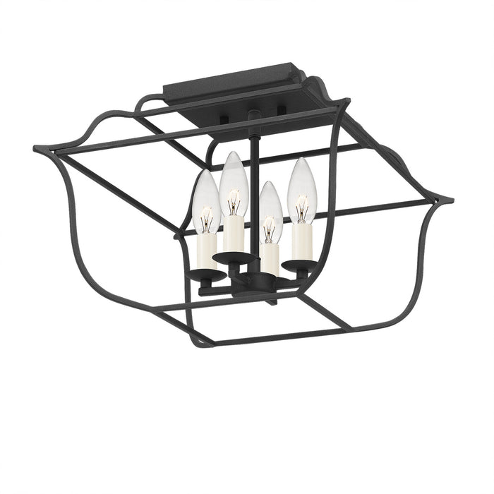 Myhouse Lighting Quoizel - GLY1714BA - Four Light Semi-Flush Mount - Gallery - Royal Ebony