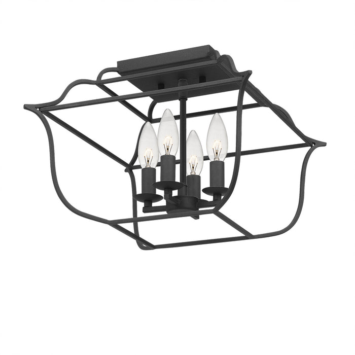 Myhouse Lighting Quoizel - GLY1714BA - Four Light Semi-Flush Mount - Gallery - Royal Ebony