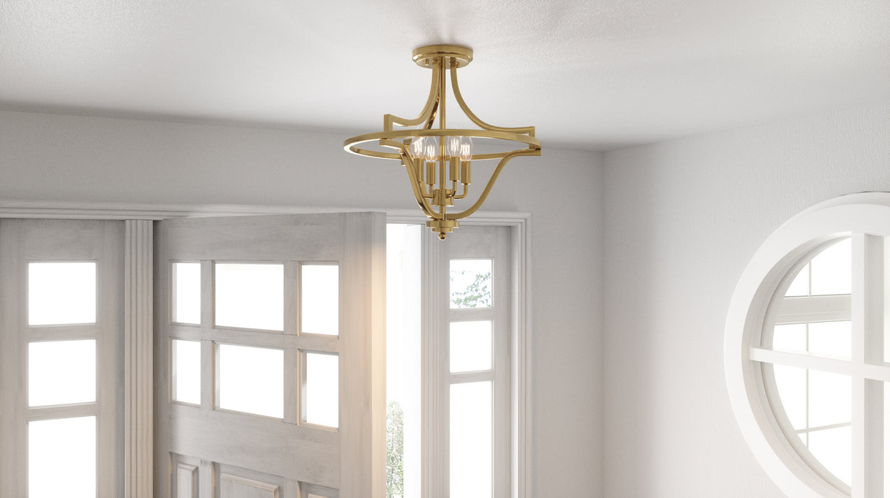 Myhouse Lighting Quoizel - QF5119WS - Four Light Semi-Flush Mount - Harvel - Weathered Brass