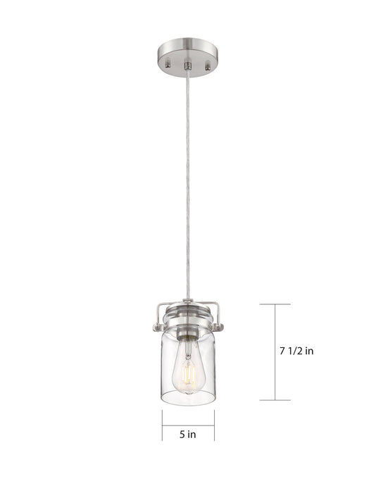 Myhouse Lighting Nuvo Lighting - 60-6736 - One Light Mini Pendant - Antebellum - Brushed Nickel / Clear Glass