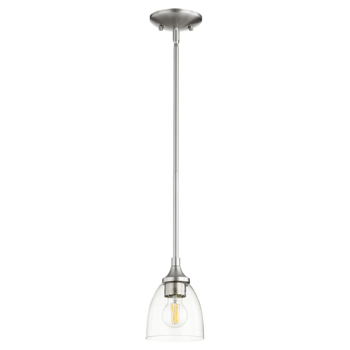 Myhouse Lighting Quorum - 3059-265 - One Light Pendant - Enclave - Satin Nickel w/ Clear/Seeded