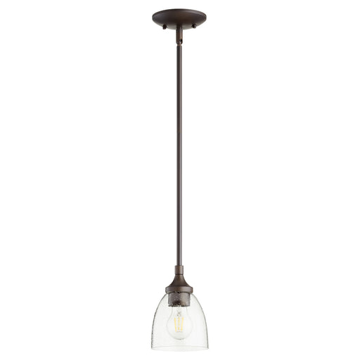 Myhouse Lighting Quorum - 3059-286 - One Light Pendant - Enclave - Oiled Bronze w/ Clear/Seeded