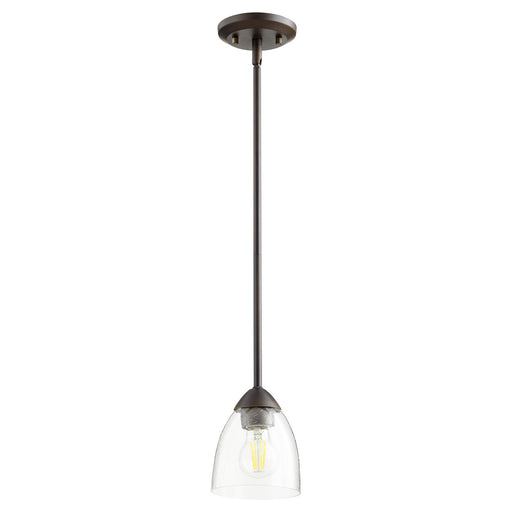 Myhouse Lighting Quorum - 3069-286 - One Light Pendant - Barkley - Oiled Bronze w/ Clear/Seeded