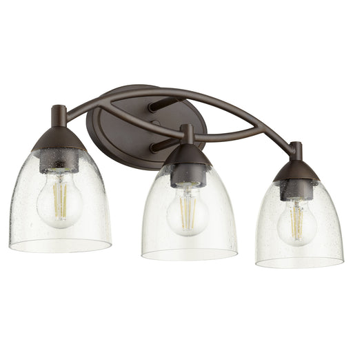 Myhouse Lighting Quorum - 5069-3-286 - Three Light Vanity - Barkley - Oiled Bronze w/ Clear/Seeded