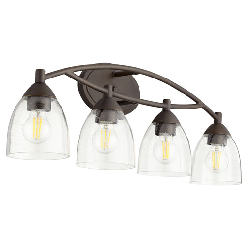 Myhouse Lighting Quorum - 5069-4-286 - Four Light Vanity - Barkley - Oiled Bronze w/ Clear/Seeded