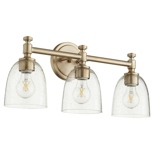 Myhouse Lighting Quorum - 5122-3-280 - Three Light Vanity - Rossington - Aged Brass w/ Clear/Seeded