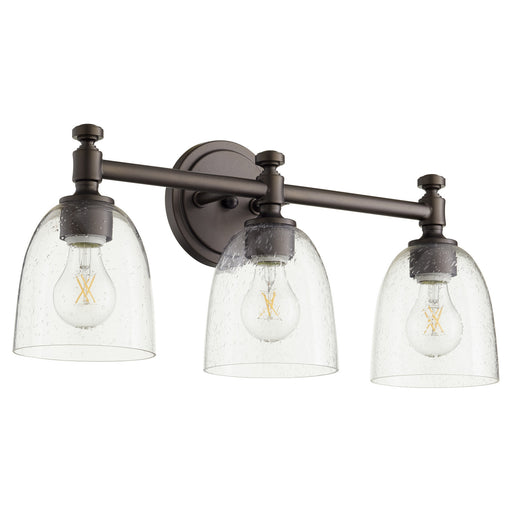 Myhouse Lighting Quorum - 5122-3-286 - Three Light Vanity - Rossington - Oiled Bronze w/ Clear/Seeded