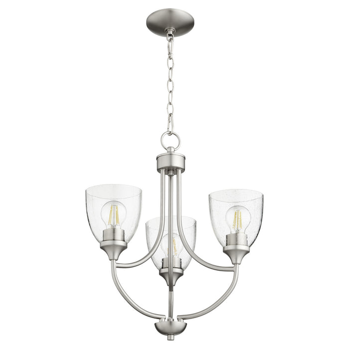 Myhouse Lighting Quorum - 6059-3-265 - Three Light Chandelier - Enclave - Satin Nickel w/ Clear/Seeded