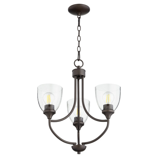 Myhouse Lighting Quorum - 6059-3-286 - Three Light Chandelier - Enclave - Oiled Bronze w/ Clear/Seeded