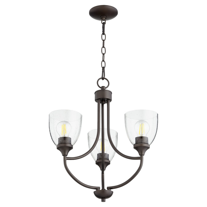 Myhouse Lighting Quorum - 6059-3-286 - Three Light Chandelier - Enclave - Oiled Bronze w/ Clear/Seeded