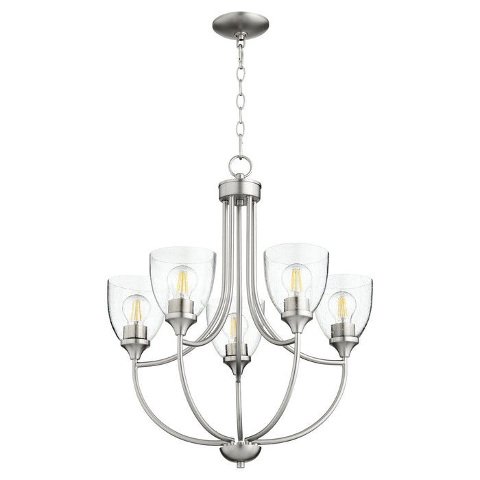 Myhouse Lighting Quorum - 6059-5-265 - Five Light Chandelier - Enclave - Satin Nickel w/ Clear/Seeded