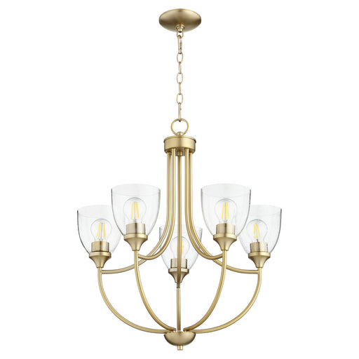 Myhouse Lighting Quorum - 6059-5-280 - Five Light Chandelier - Enclave - Aged Brass w/ Clear/Seeded