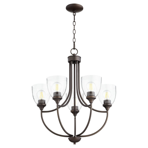 Myhouse Lighting Quorum - 6059-5-286 - Five Light Chandelier - Enclave - Oiled Bronze w/ Clear/Seeded