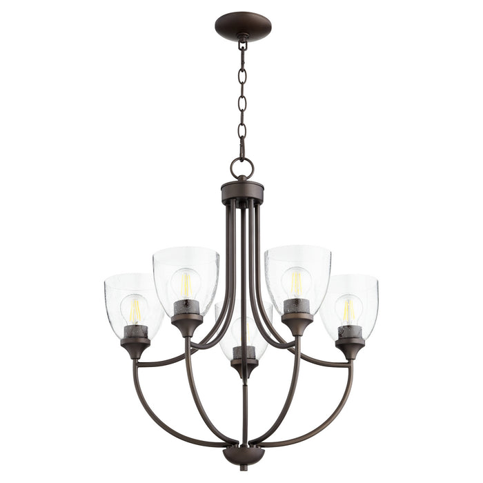 Myhouse Lighting Quorum - 6059-5-286 - Five Light Chandelier - Enclave - Oiled Bronze w/ Clear/Seeded