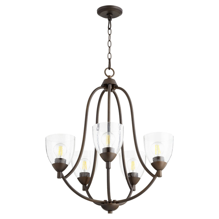 Myhouse Lighting Quorum - 6069-5-286 - Five Light Chandelier - Barkley - Oiled Bronze w/ Clear/Seeded