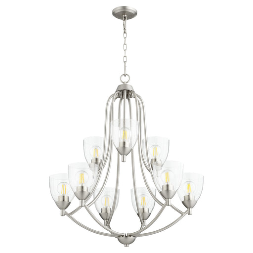 Myhouse Lighting Quorum - 6069-9-265 - Nine Light Chandelier - Barkley - Satin Nickel w/ Clear/Seeded