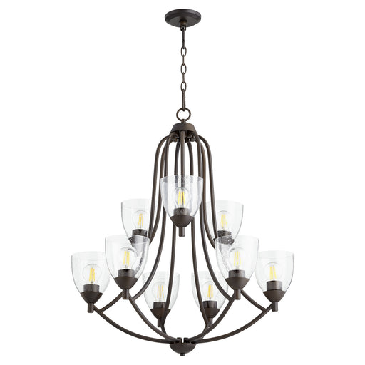 Myhouse Lighting Quorum - 6069-9-286 - Nine Light Chandelier - Barkley - Oiled Bronze w/ Clear/Seeded