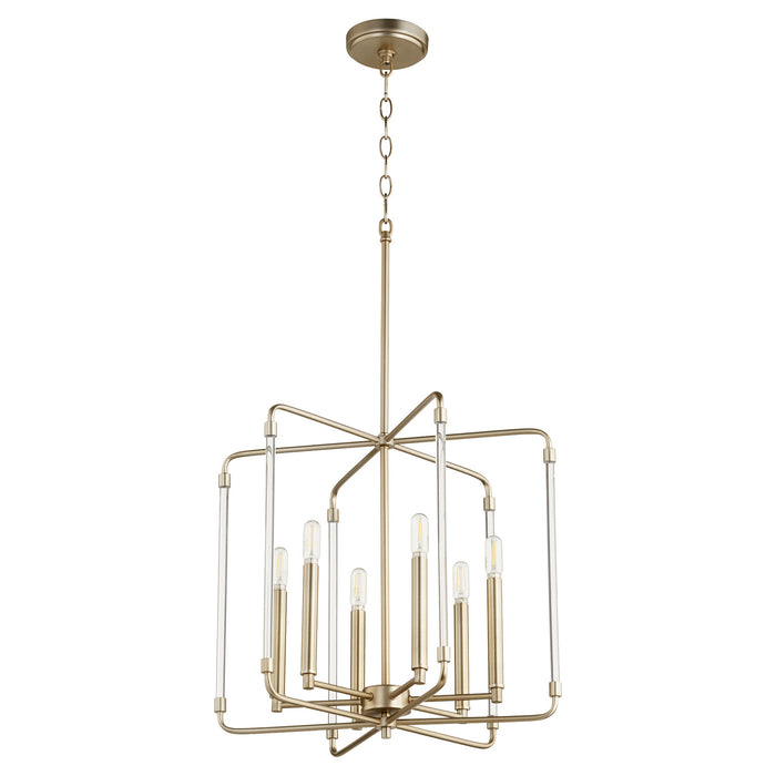 Myhouse Lighting Quorum - 6114-6-80 - Six Light Pendant - Optic - Aged Brass