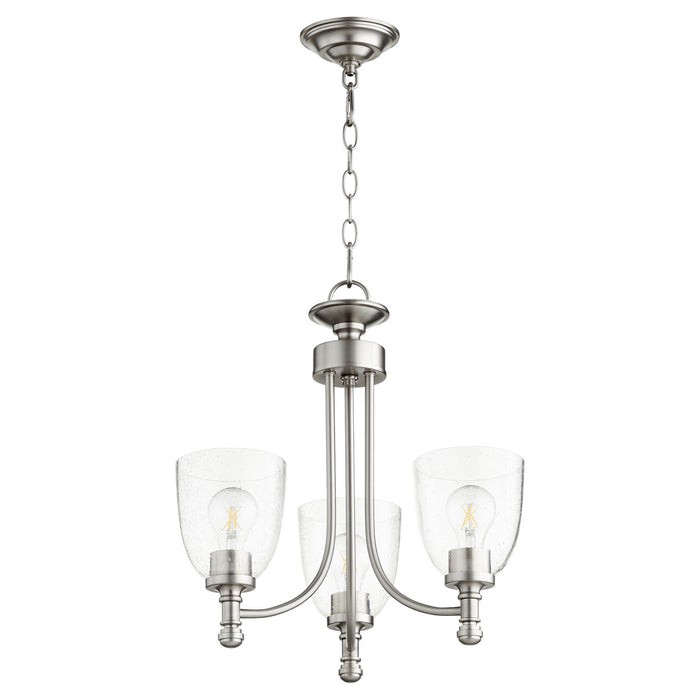 Myhouse Lighting Quorum - 6122-3-265 - Three Light Chandelier - Rossington - Satin Nickel w/ Clear/Seeded