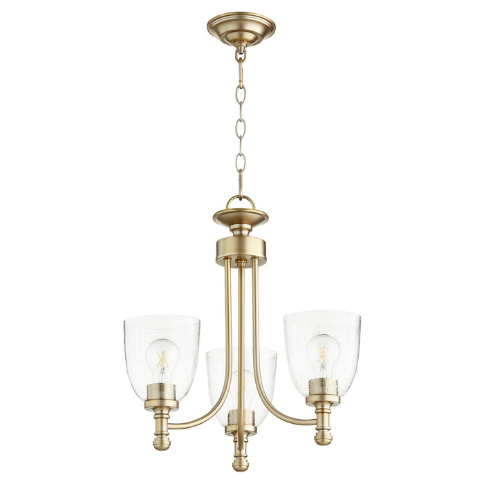 Myhouse Lighting Quorum - 6122-3-280 - Three Light Chandelier - Rossington - Aged Brass w/ Clear/Seeded