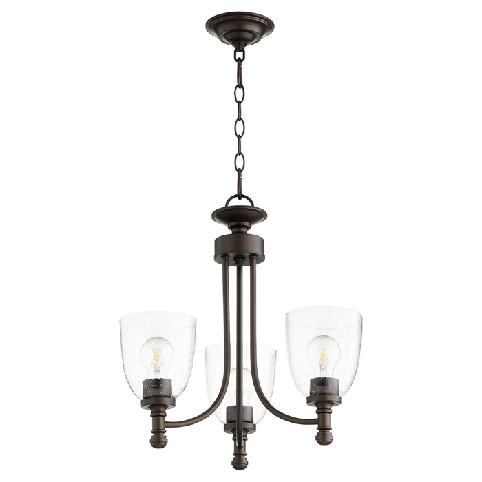 Myhouse Lighting Quorum - 6122-3-286 - Three Light Chandelier - Rossington - Oiled Bronze w/ Clear/Seeded